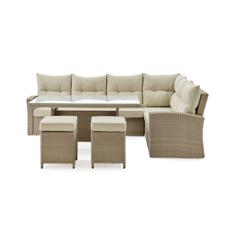 ALATERRE FURNITURE Canaan All-Weather Wicker Outdoor Deep-Seat Dining Sectional Set AWWC01344578CC